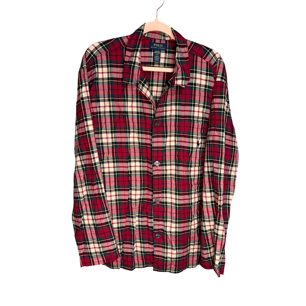 Polo Ralph‎ Lauren Plaid Flannel Sleep Shirt L NWOT | Holiday Cozy Cotton